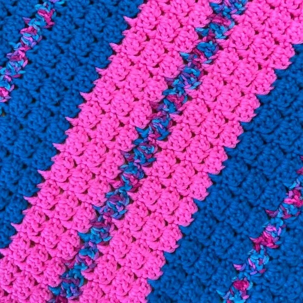 Vintage Pink and Blue Knit Blanket Quilt